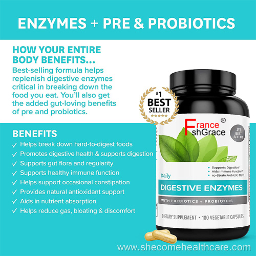 Digestive Capsules Gut Health Multi Enzymes with Probiotics